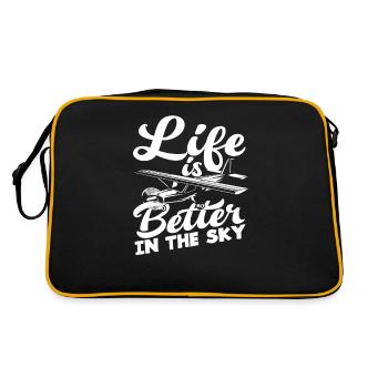 Pilot Leben ist Besser Im Himmel - Retro Tasche - Schwarz/Gold - Hinten