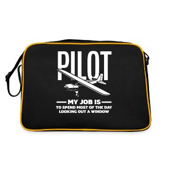 Pilot Berufspilot Geschenk Flugschule - Retro Tasche - Schwarz/Gold - Hinten