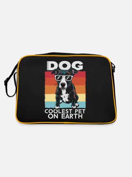 Chien Le Plus Cool Pet Sur Terre Lunettes De Soleil Rétro Drôle - Sac Retro - noir/or - Dos