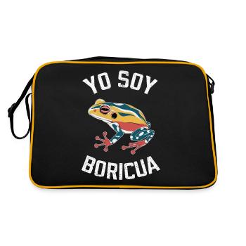 Yo Soy Boricua Buntes Froschmotiv für Puerto - Retro Tasche - Schwarz/Gold - Hinten