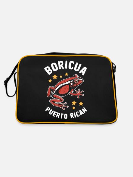 Boricua Puerto Rican Coqui Puerto Rico Frog - Retro Bag - black/gold - Back