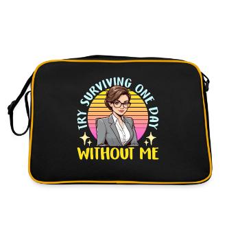 Admin Assistant Try Surviving One Day Office Clerk - Retro Tasche - Schwarz/Gold - Hinten