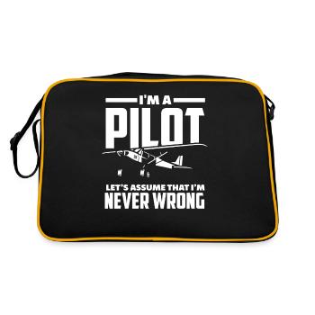 Pilot Recht Haben Fliegen Piloten - Retro Tasche - Schwarz/Gold - Hinten