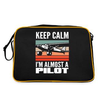 Pilot Ausbildung Spruch Flugschule - Retro Tasche - Schwarz/Gold - Hinten