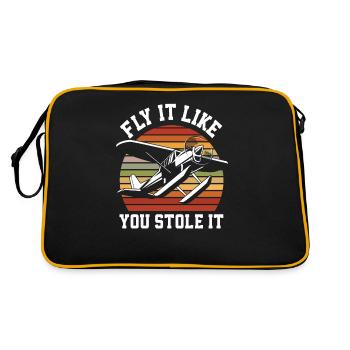 Lustiges Sport Pilot Piloten - Retro Tasche - Schwarz/Gold - Hinten