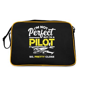 Piloten Spruch - Retro Tasche - Schwarz/Gold - Hinten