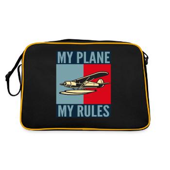 Pilot Mein Flugzeug Meine Regeln - Retro Tasche - Schwarz/Gold - Hinten
