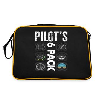 Piloten 6 Pack Lustiges Pilot - Retro Tasche - Schwarz/Gold - Hinten