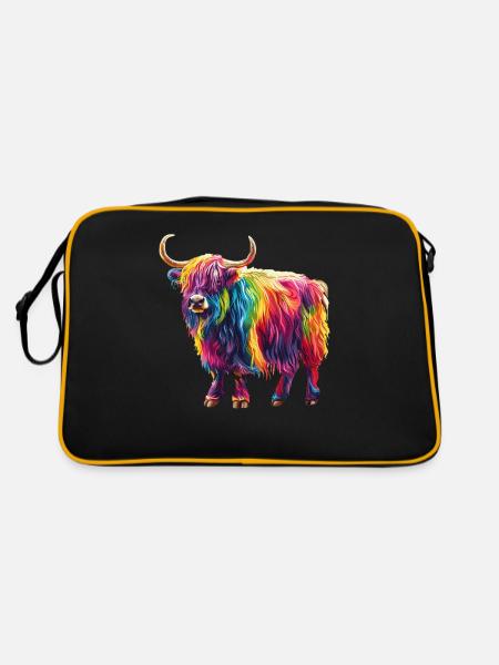 Yak Rainbow Colorful Artwork Color Joy - Retro Bag - black/gold - Back