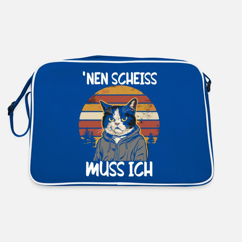 Lustiger Katzen Spruch Nen Scheiss muss ich Retro Tasche