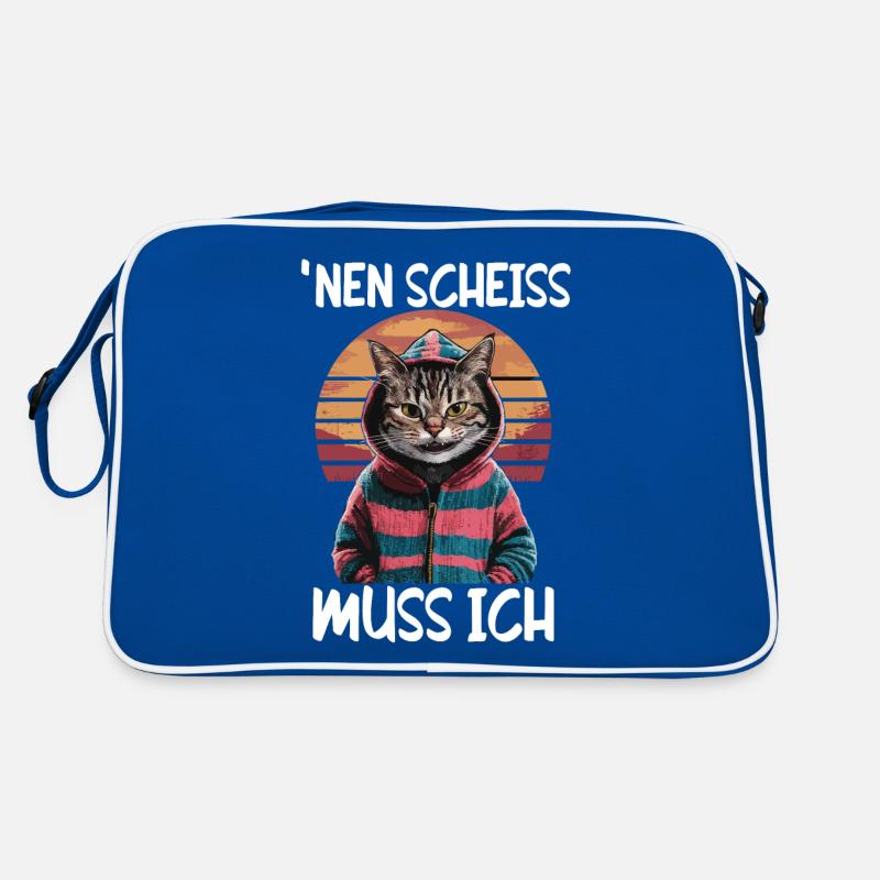 Lustiger Katzen Spruch Nen Scheiss muss ich Retro Tasche