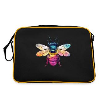 Colorful bee artwork with rainbow colors - Retro Bag - black/gold - Back