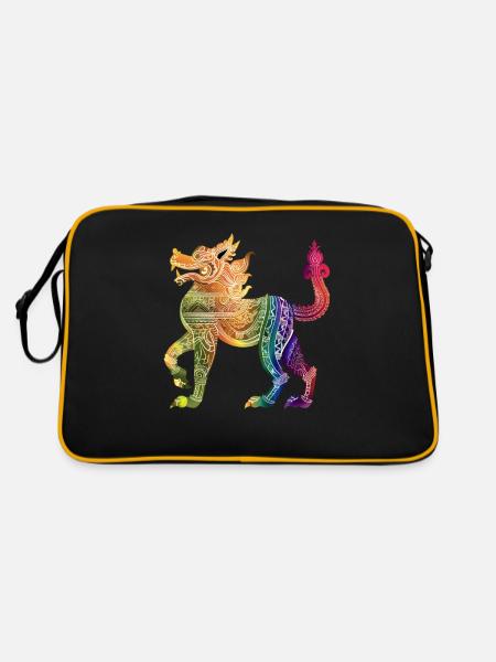Colorful Burmese Burmese Illustration - Retro Bag - black/gold - Back