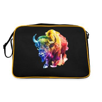 Colorful buffalo in rainbow colors - Retro Bag - black/gold - Back