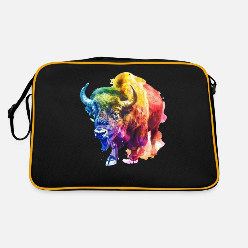 Bunter Buffalo in Regenbogenfarben Retro Tasche