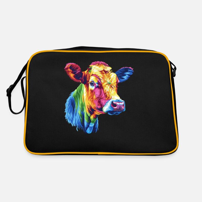 Vache colorée arc-en-ciel oeuvre Sac Retro