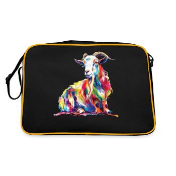 Colorful goat head artwork for nature and - Retro Bag - black/gold - Back