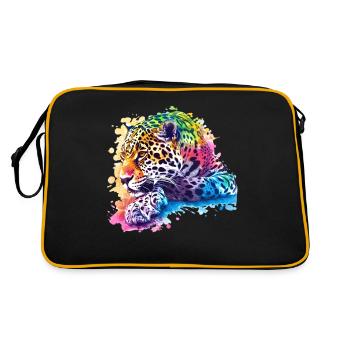 Colorful Leopard Artwork for Wildlife Lovers - Retro Bag - black/gold - Back