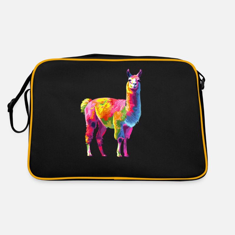 Llama Alpaca Rainbow Artwork Retro Bag