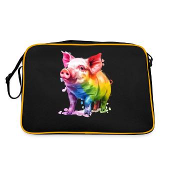 Colorful Pig Artwork Rainbow Colors - Retro Bag - black/gold - Back
