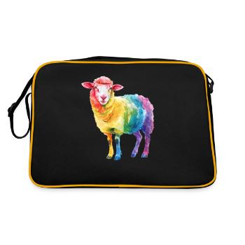 Shepherd Sheep Farm Animal Rainbow Sheep - Retro Bag - black/gold - Back