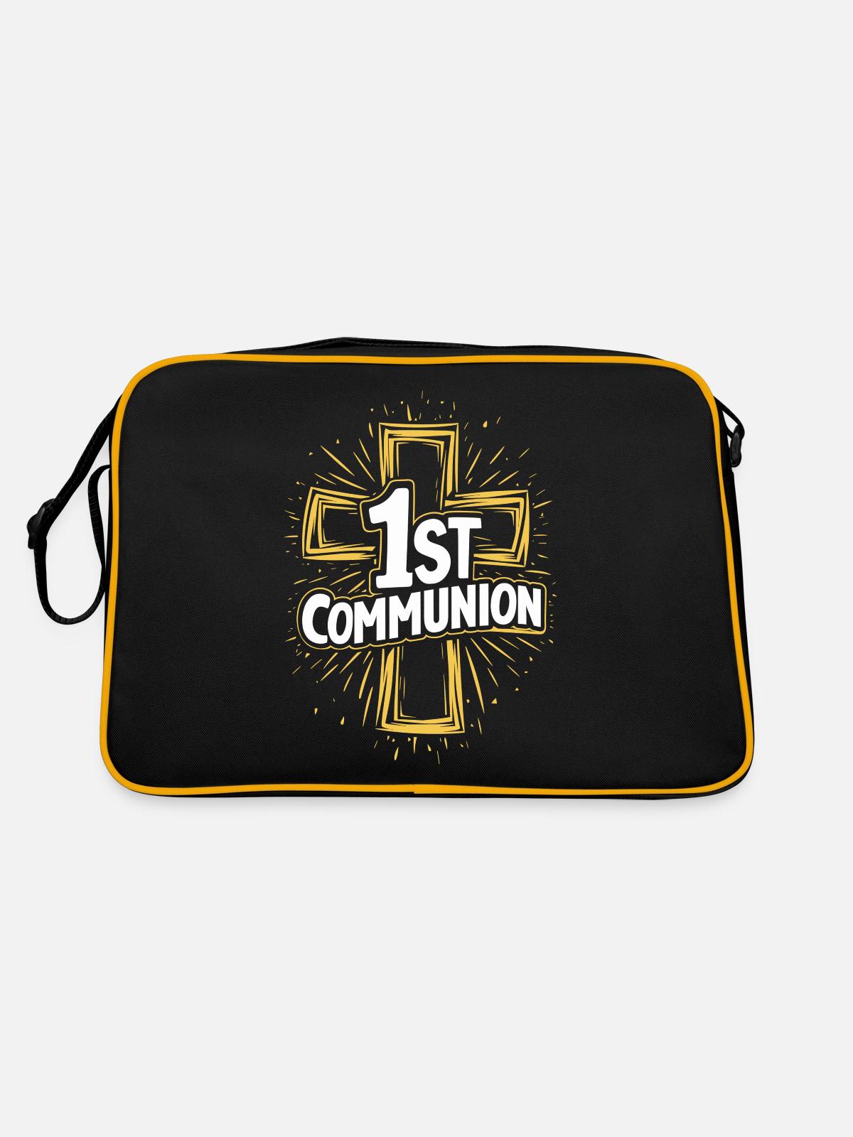 First Communion Cross Design - Retro Bag - black/gold - Back