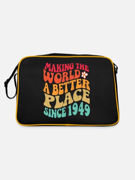 1949 Geburtstag Vintage Hippie Groovy - Retro Tasche - Schwarz/Gold - Hinten