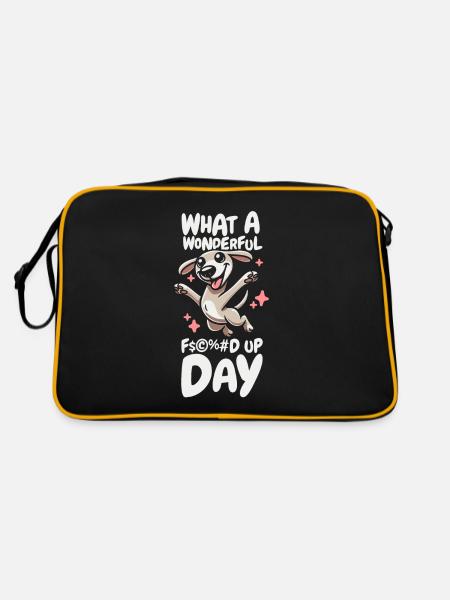 Greyhound Windhund Fucked Up Day - Retro Bag - black/gold - Back