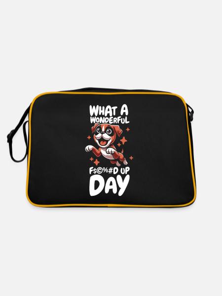 Boxer Dog German Boxer Fucked Up Day - Retro Bag - black/gold - Back