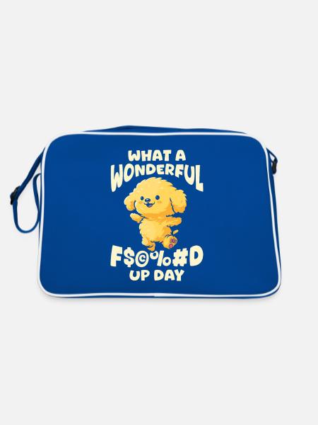 Golden Doodle Fucked Up Day - Retro Tasche - Blau/Weiß - Hinten