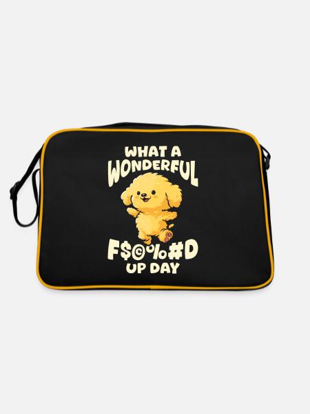 Golden Doodle Fucked Up Day - Retro Tasche - Schwarz/Gold - Hinten
