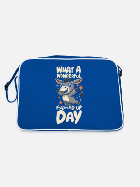 Muli Esel Fucked Up Day - Retro Tasche - Blau/Weiß - Hinten
