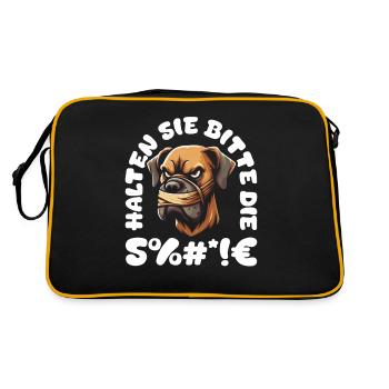 Great Dane, please keep your mouth shut - Retro Bag - black/gold - Back