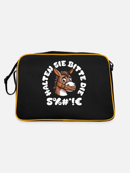 Muli Esel Halten Sie Bitte Die Fresse - Retro Tasche - Schwarz/Gold - Hinten