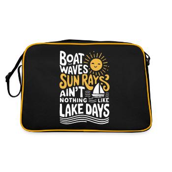 boat, waves, sunbeams, sea days, summer, - Retro Bag - black/gold - Back