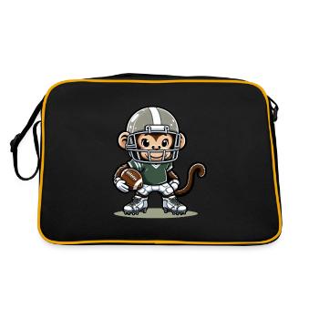 Cute American Football Player Monkey - Retro Tasche - Schwarz/Gold - Hinten