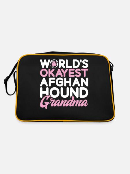 Afghan Hound Gifts - Retro Tasche - Schwarz/Gold - Hinten