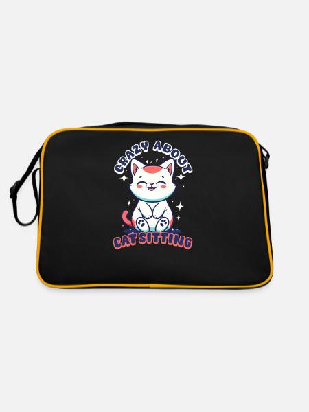 Cat Sitter Crazy About Catsitting - Retro Bag - black/gold - Back