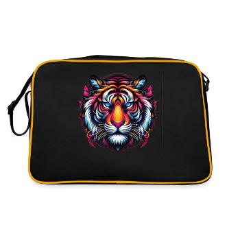 Tiger Face, Colorful Animal Art, Tiger - Retro Bag - black/gold - Back