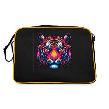 Tiger Face, Colorful Animal Art, Tiger - Retro Bag - black/gold - Back