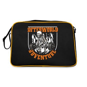 Gewichtheben Gewichtheber Skelett - Retro Tasche - Schwarz/Gold - Hinten