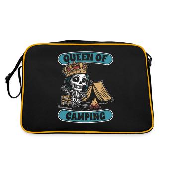 Zelt Camping Campen Skelett Queen Of Camping - Retro Tasche - Schwarz/Gold - Hinten