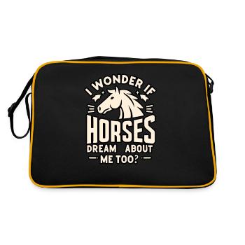 Ich frage mich, ob Pferde auch von mir träumen - Retro Tasche - Schwarz/Gold - Hinten