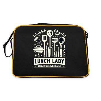 Lunch Lady Serviert täglich ein Lächeln - Retro Tasche - Schwarz/Gold - Hinten