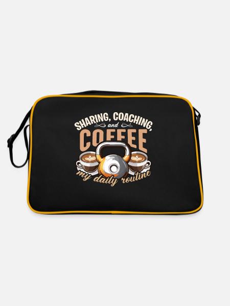 Health Coach Sharing Coaching And Coffee Workout - Retro Bag - black/gold - Back