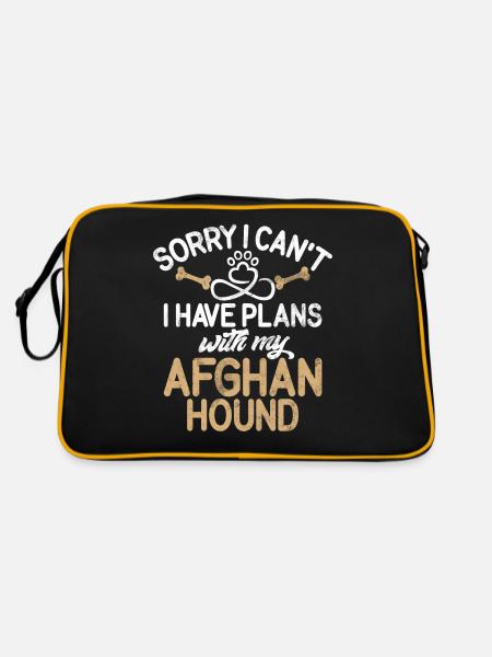 Afghan Hound Gifts - Retro Tasche - Schwarz/Gold - Hinten