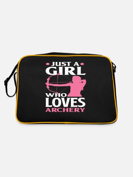 Bow Woman Girl Archery - Retro Bag - black/gold - Back