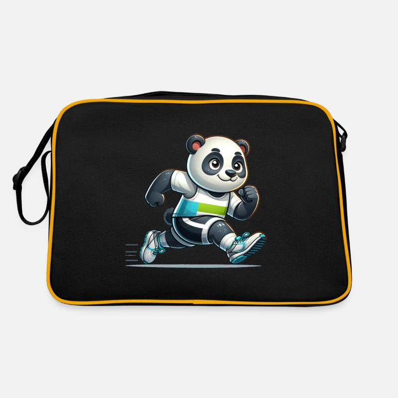 Cute Marathon Runner Panda Retro Tasche