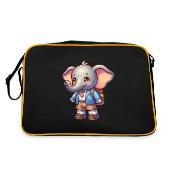 Cute Schoolboy Elephant - Retro Bag - black/gold - Back