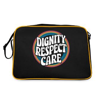 Social Worker, Social Work, Dignity, Respect, Care - Retro Bag - black/gold - Back